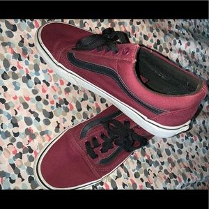 Maroon And black Vans